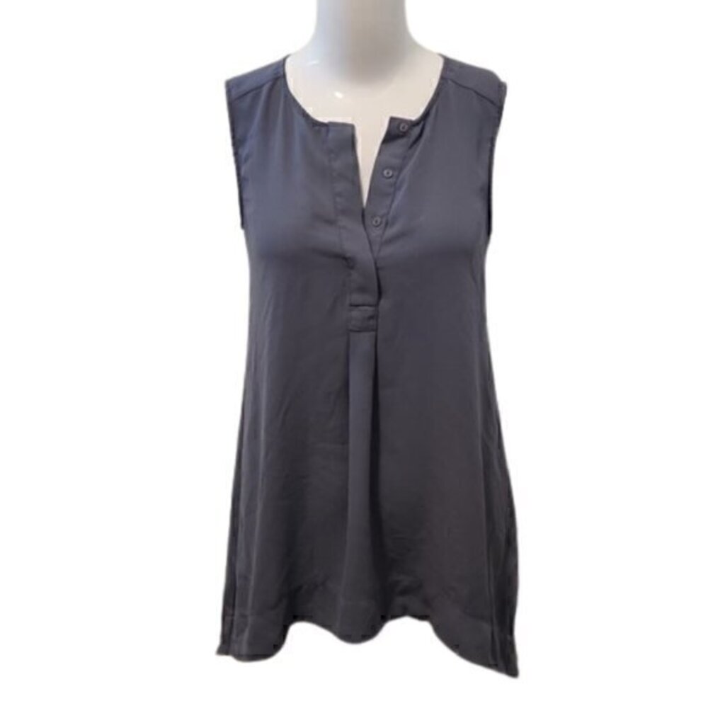 [H&M] Blue Half Button Neck Tank Top - Size 2